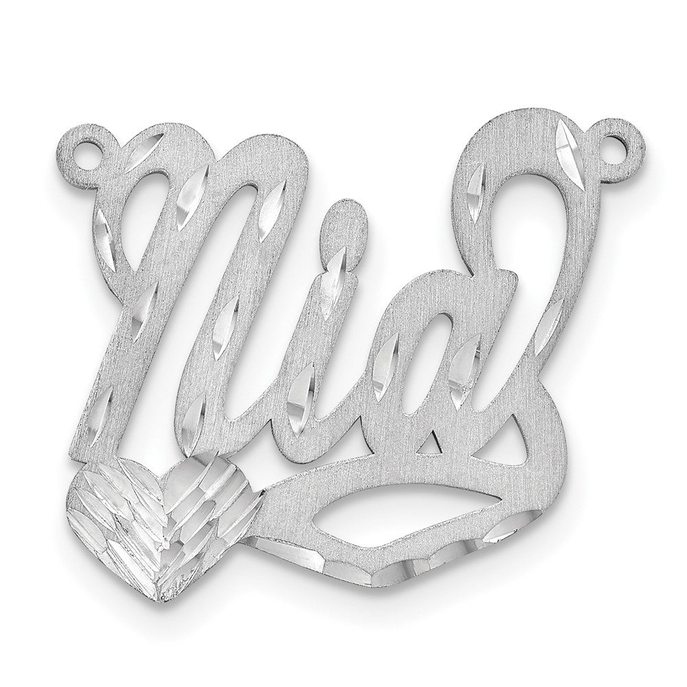 Sterling Silver/Rhodium-plated Satin Diamond-cut Heart Name Plate