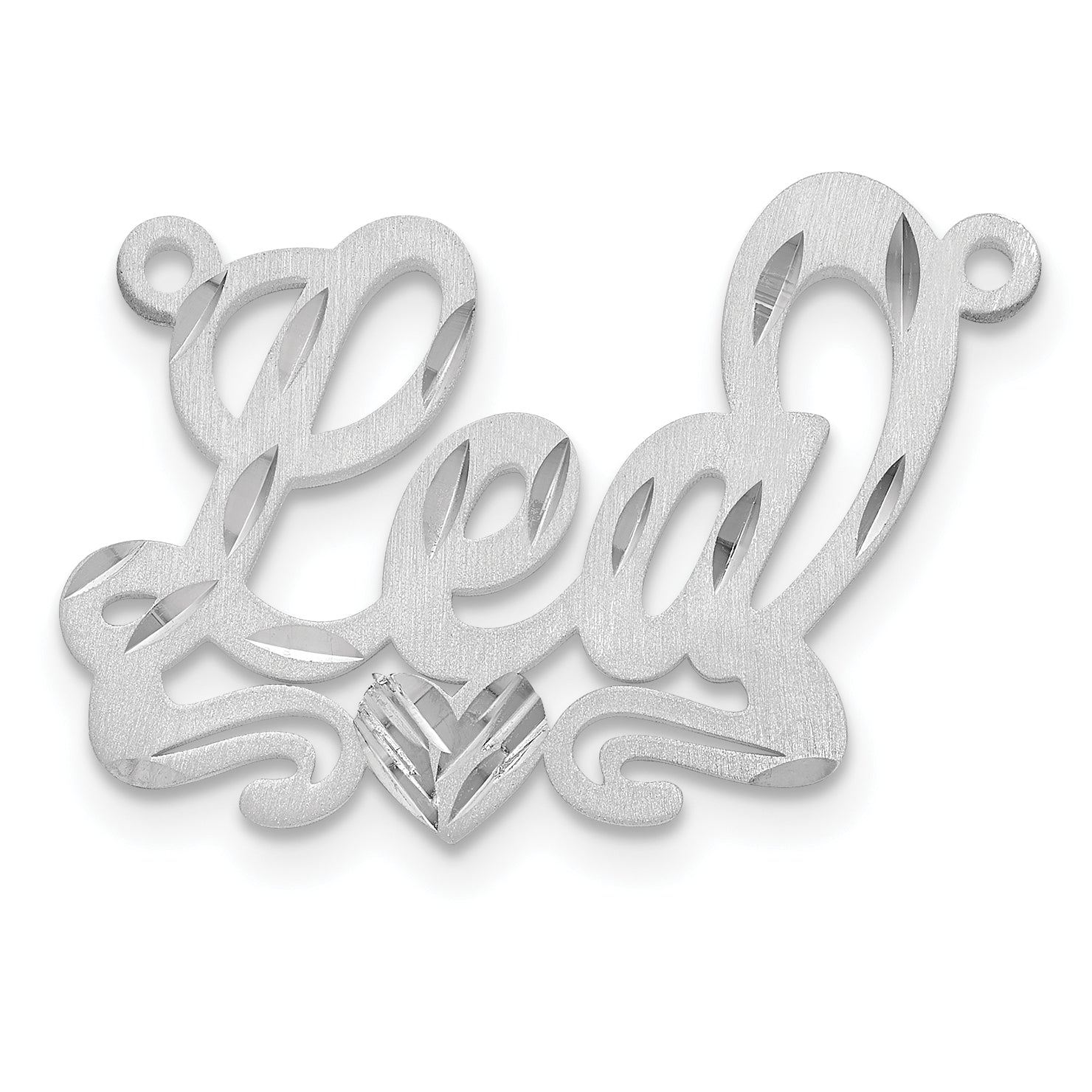 Sterling Silver/Rhodium-plated Satin Diamond-cut Heart Name Plate