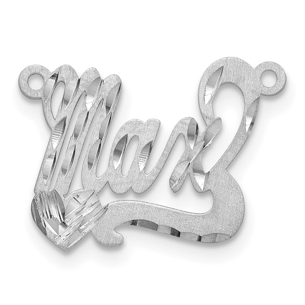 Sterling Silver/Rhodium-plated Satin Diamond-cut Heart Name Plate