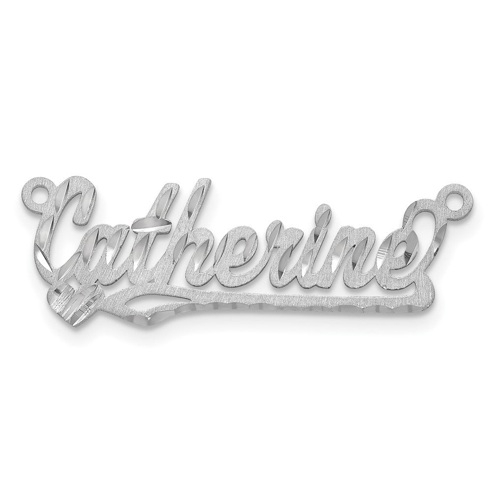 Sterling Silver/Rhod-plated Satin Diamond-cut Heart Name Plate