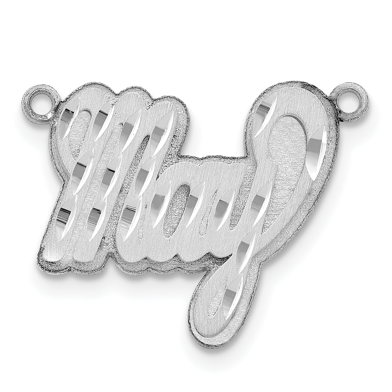 Sterling Silver/Rhodium-plated 3D Satin Diamond-cut Name Plate