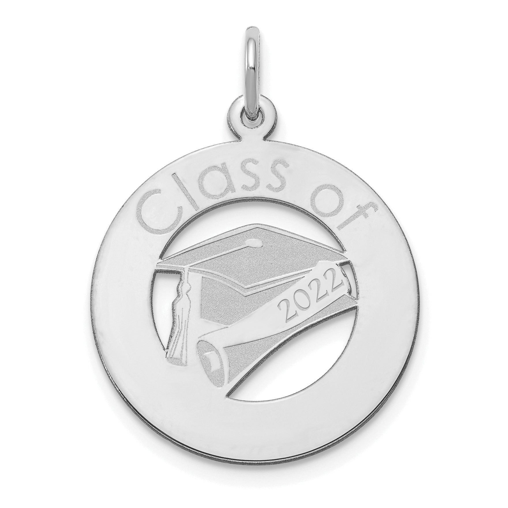 14k White Gold Personalized Graduation Charm