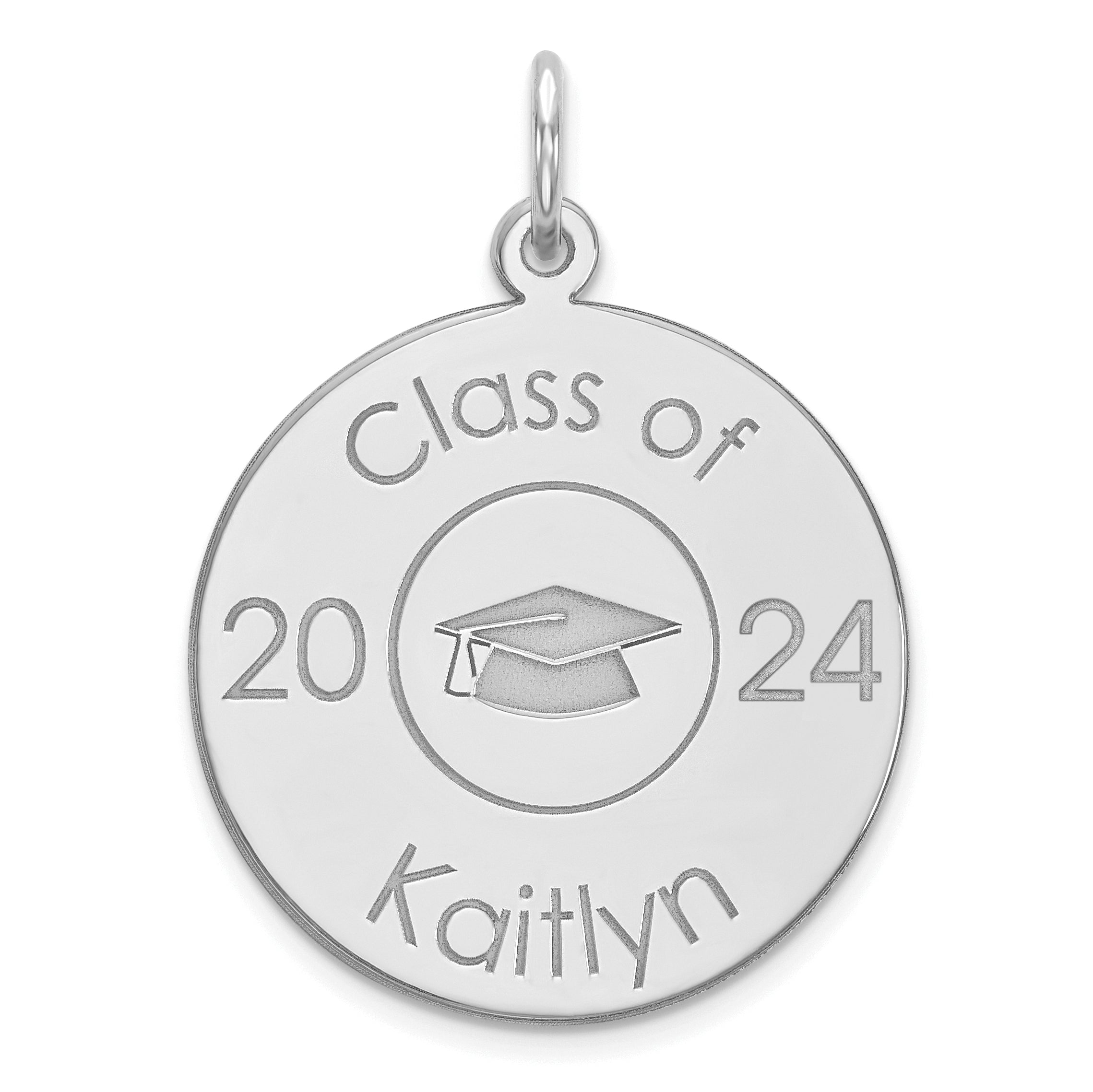 14k White Gold Personalized Graduation Charm