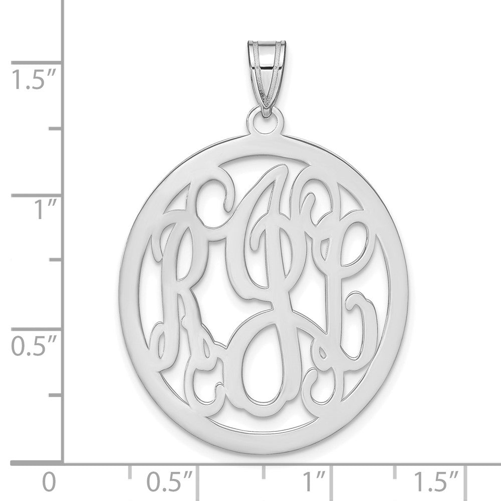 Sterling Silver/Rhodium-plated Round Monogram Pendant