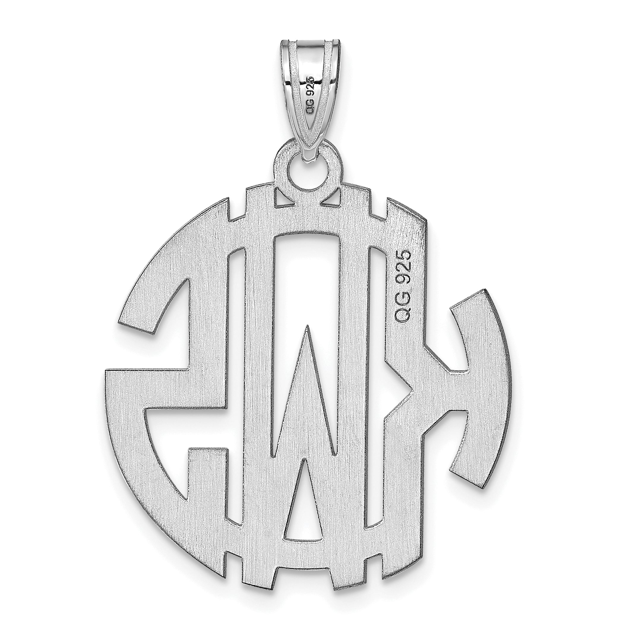 Sterling Silver/Rhodium-plated Round Cut-out Monogram Pendant
