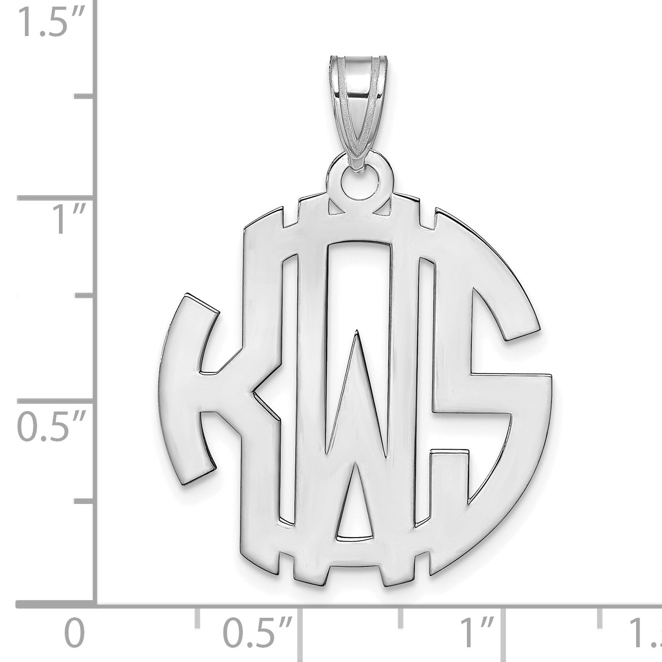 Sterling Silver/Rhodium-plated Round Cut-out Monogram Pendant