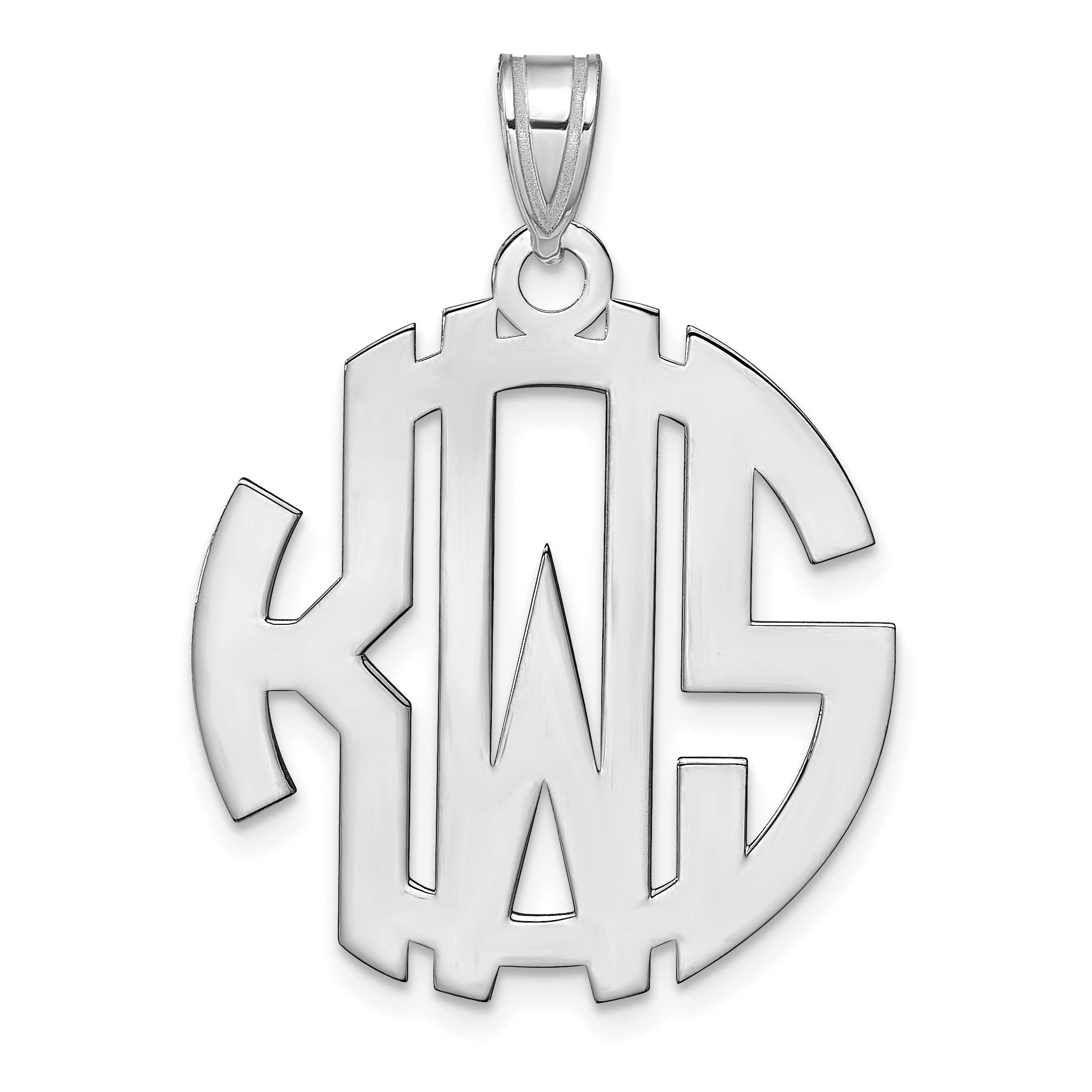 Sterling Silver/Rhodium-plated Round Cut-out Monogram Pendant