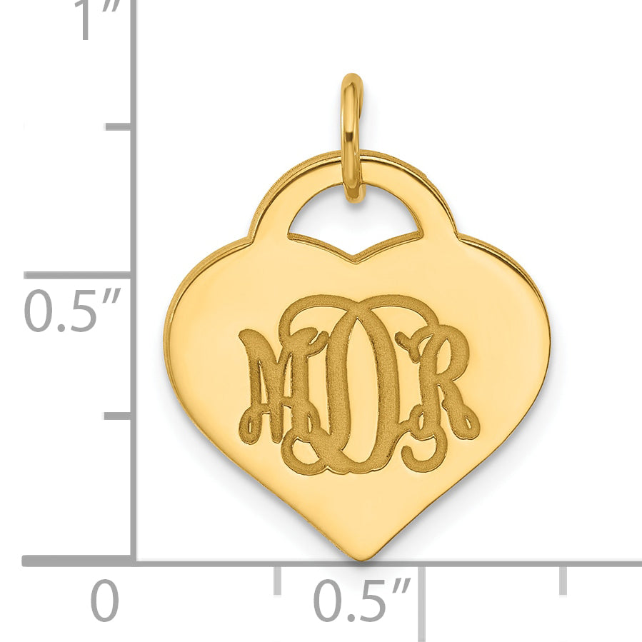 Sterling Silver/Gold-plated Monogram Heart Charm