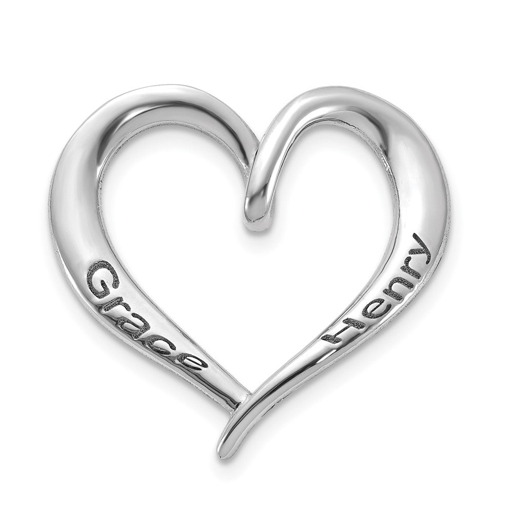 Sterling Silver/Rhodium-plated Personalized Antiqued Heart Slide