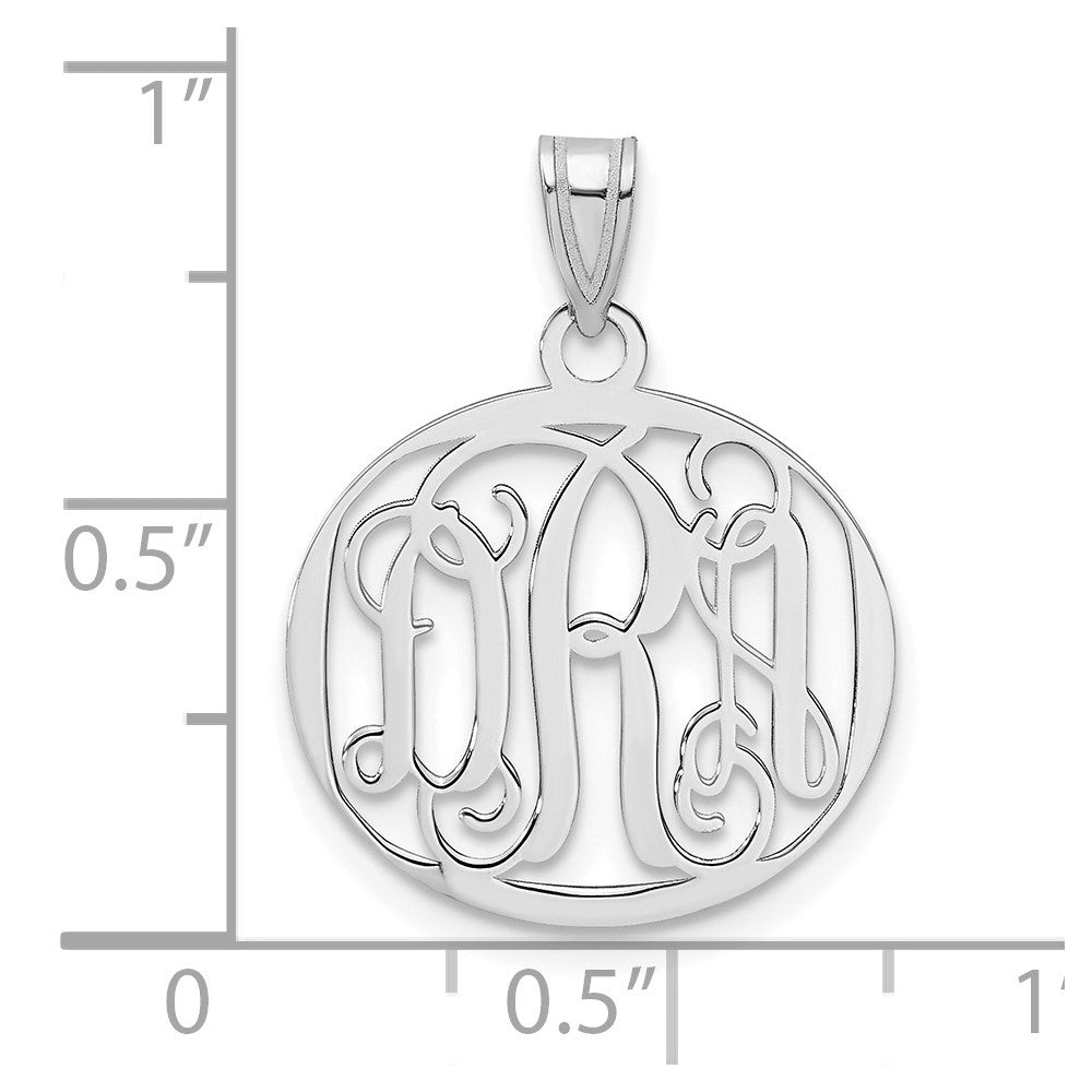 Sterling Silver/Rhodium-plated Small Round Monogram Pendant