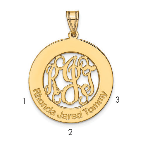Sterling Silver/Gold-plated Round Family Monogram Pendant