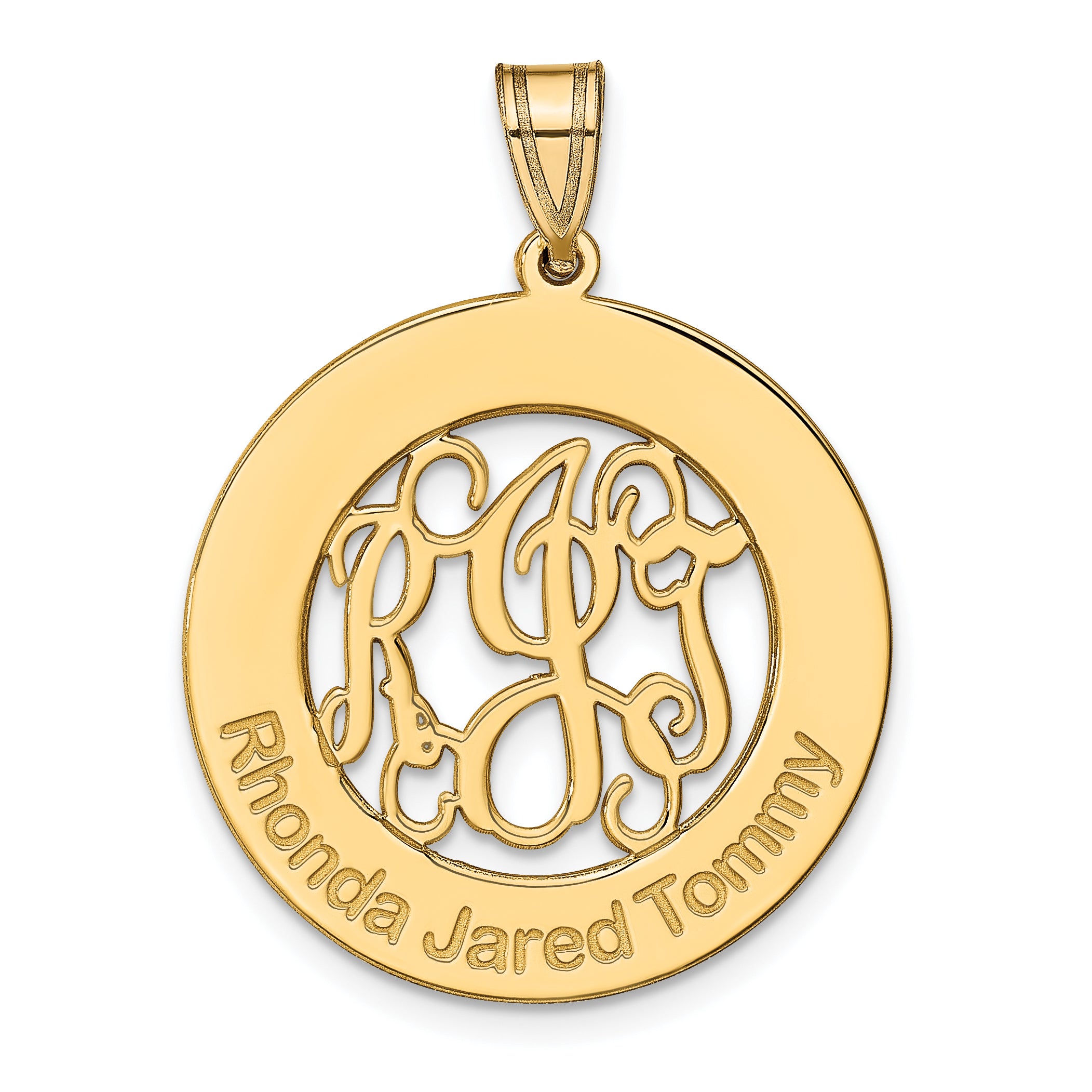 Sterling Silver/Gold-plated Round Family Monogram Pendant
