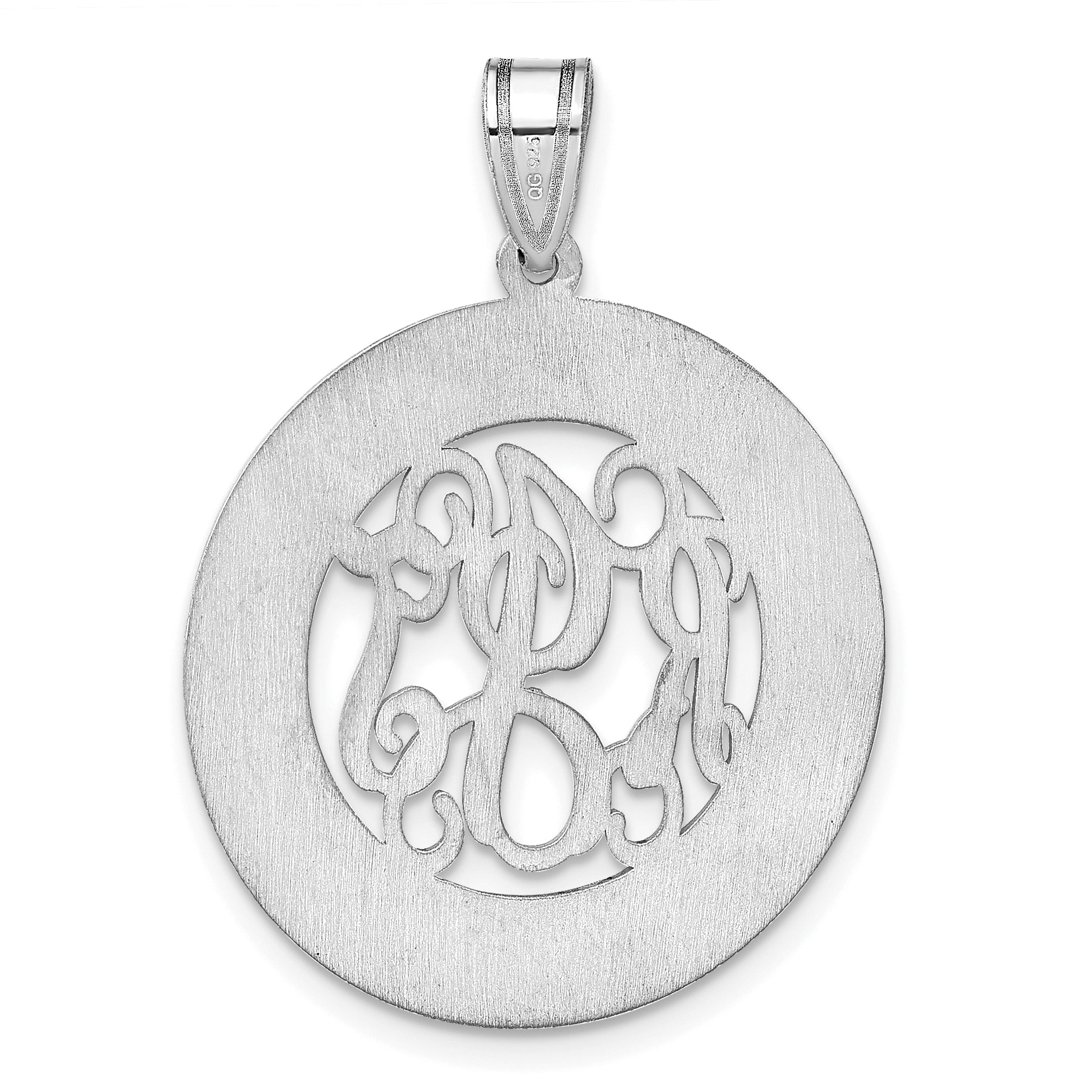 Sterling Silver/Rhodium-plated Round Family Monogram Pendant