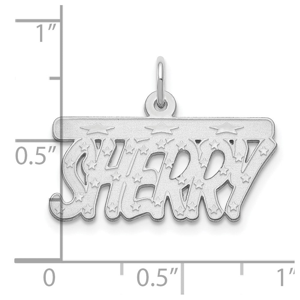 Sterling Silver/Rhodium-plated Satin Stars Name Plate