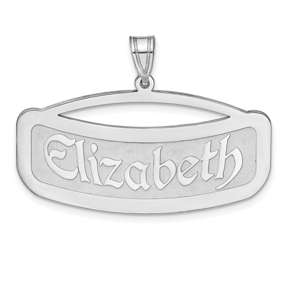 Sterling Silver/Rhodium-plated Curved Name Plate Pendant