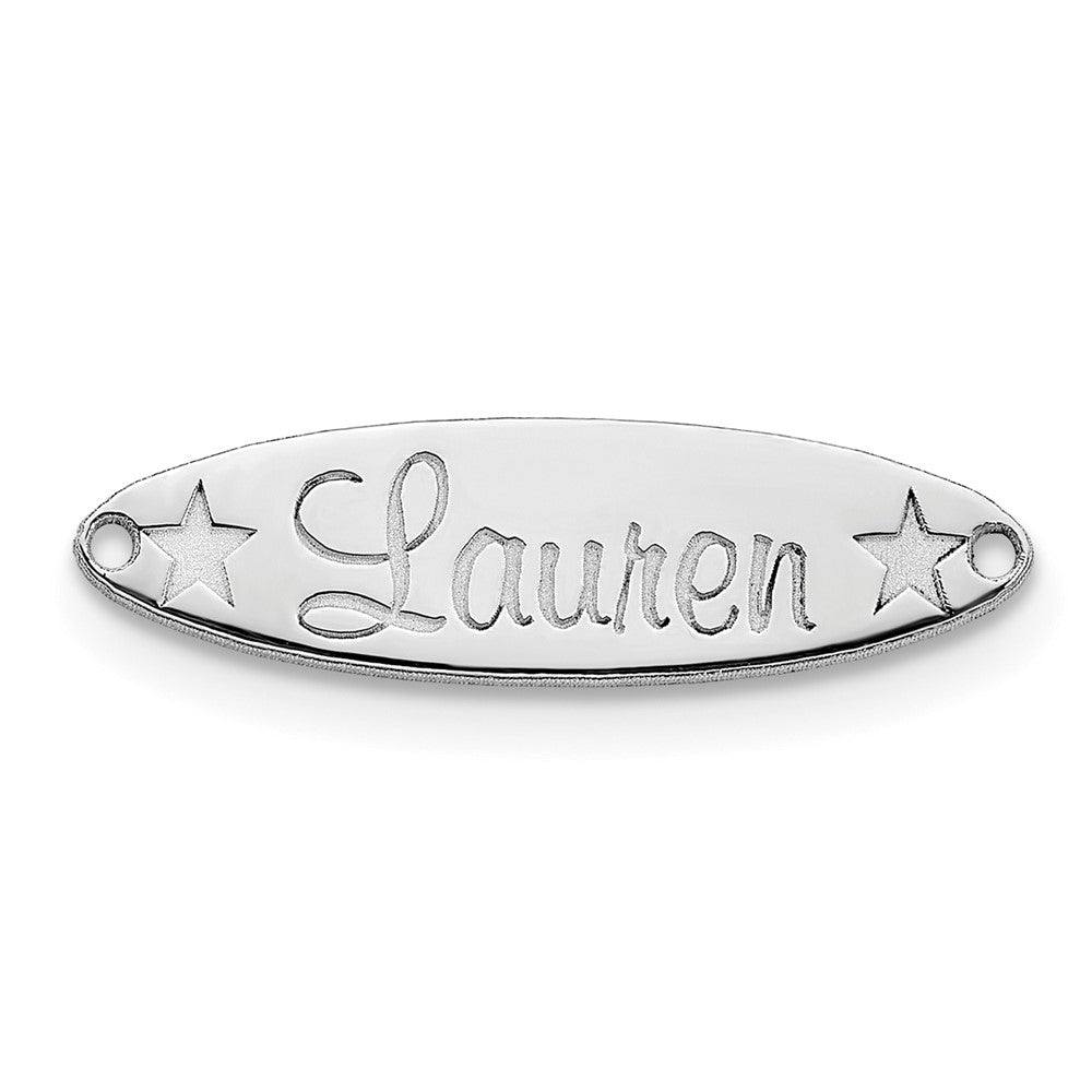 Sterling Silver/Rhodium-plated Small Oval with Stars Name Plate