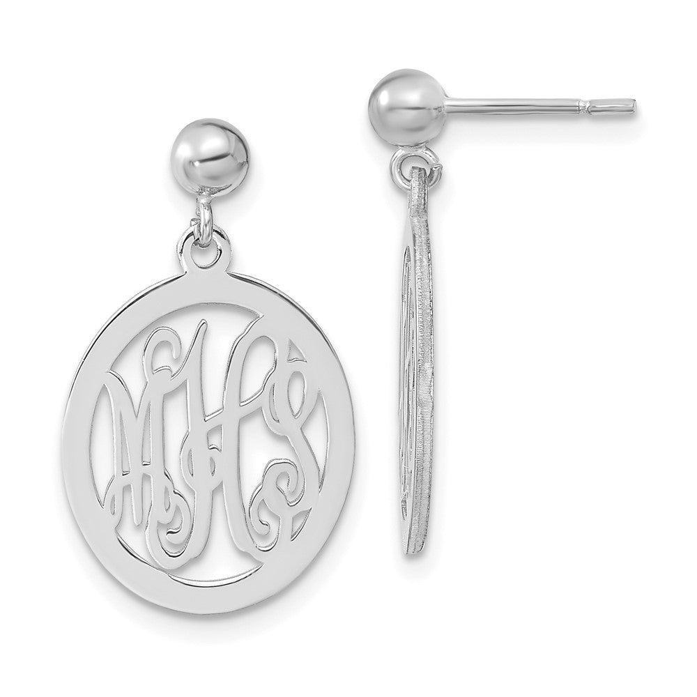 Sterling Silver/Rhodium-plated Monogram Dangle Earrings