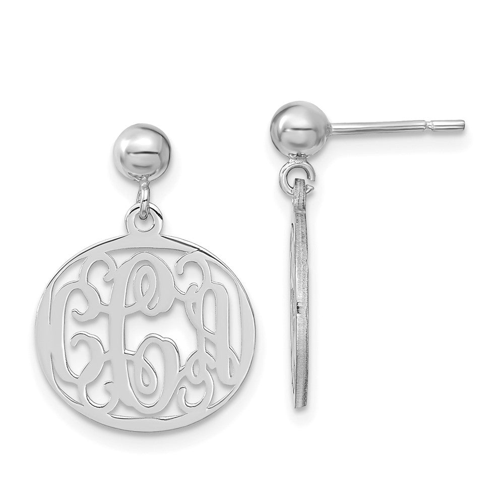 Sterling Silver/Rhodium-plated Monogram Dangle Earrings