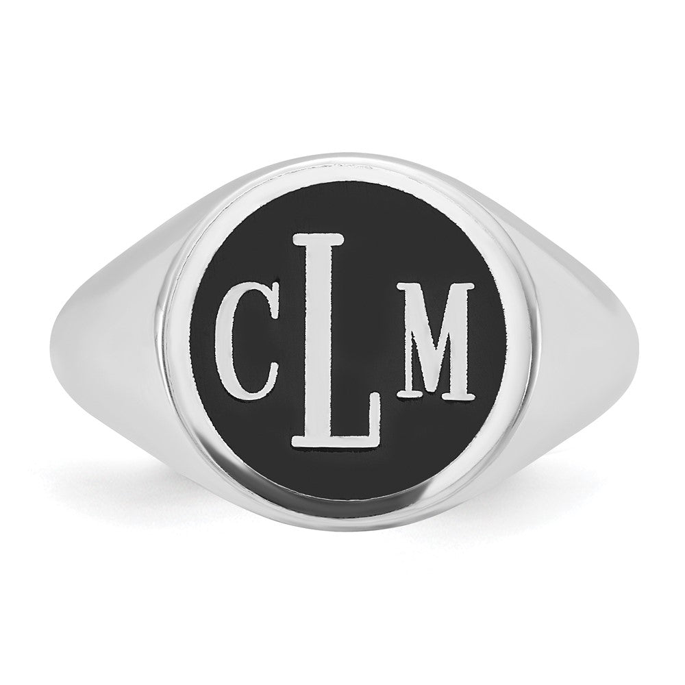 Sterling Silver/Rhodium-plated with Epoxy Monogram Ring