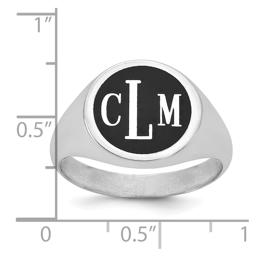 Sterling Silver/Rhodium-plated with Epoxy Monogram Ring