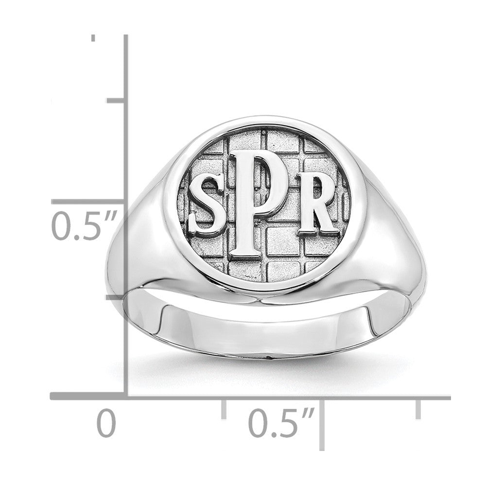 Sterling Silver/Rhod-plated Textured Monogram Signet Ring