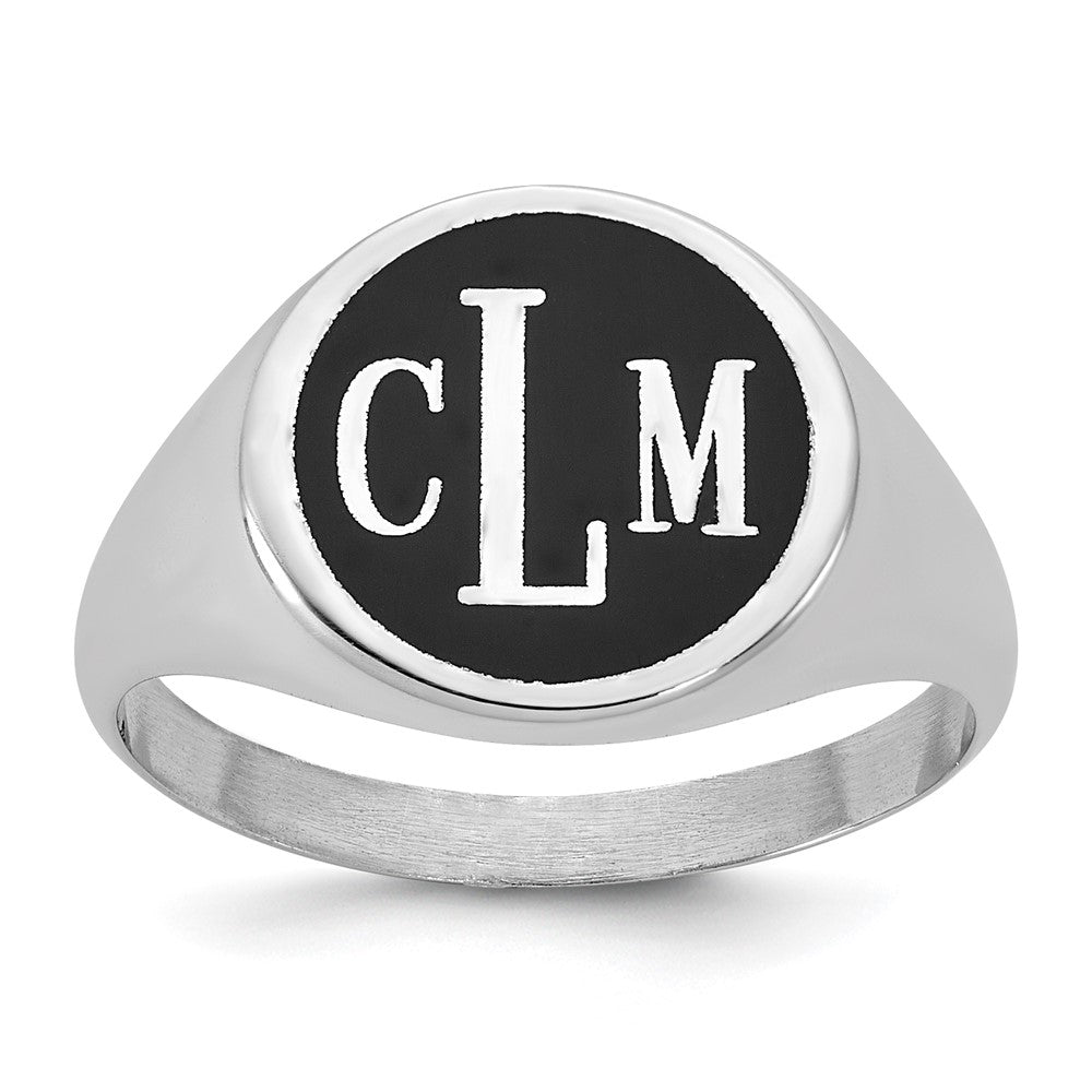 Sterling Silver/Rhodium-plated with Epoxy Monogram Ring