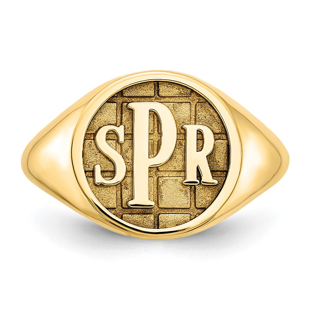 Sterling Silver/Gold-plated Textured Monogram Signet Ring