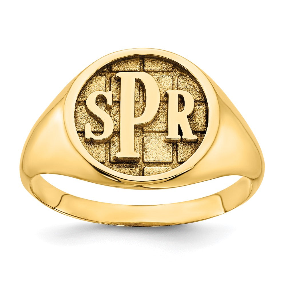 Sterling Silver/Gold-plated Textured Monogram Signet Ring