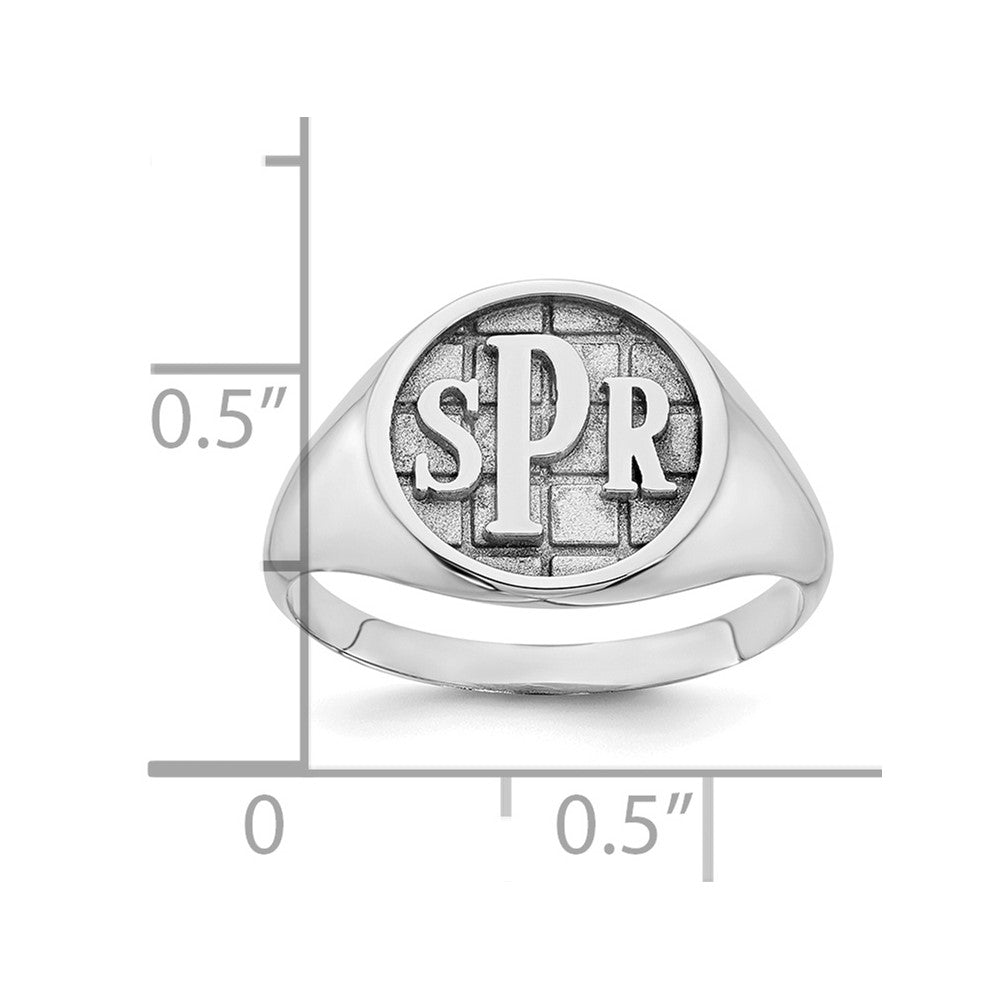 Sterling Silver/Rhod-plated Textured Monogram Signet Ring