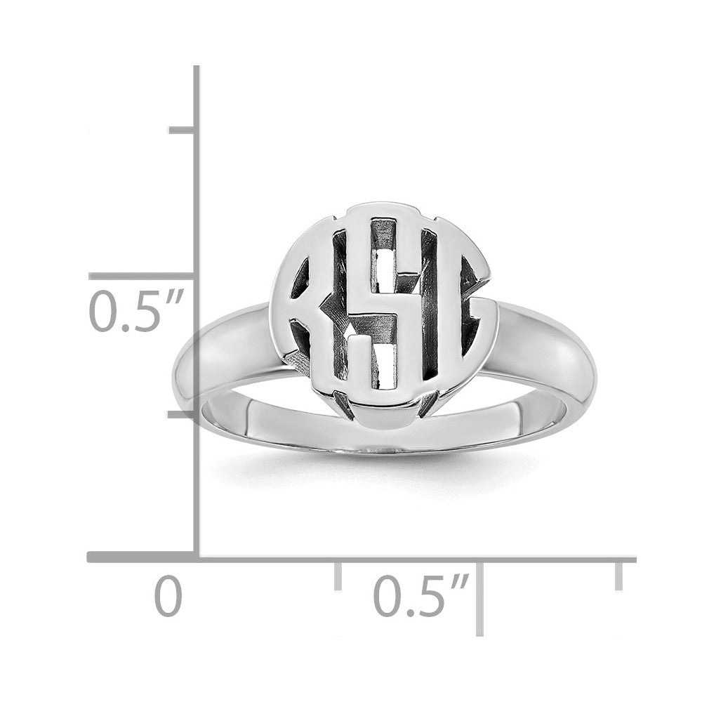 Sterling Silver/Rhodium-plated Monogram Ring