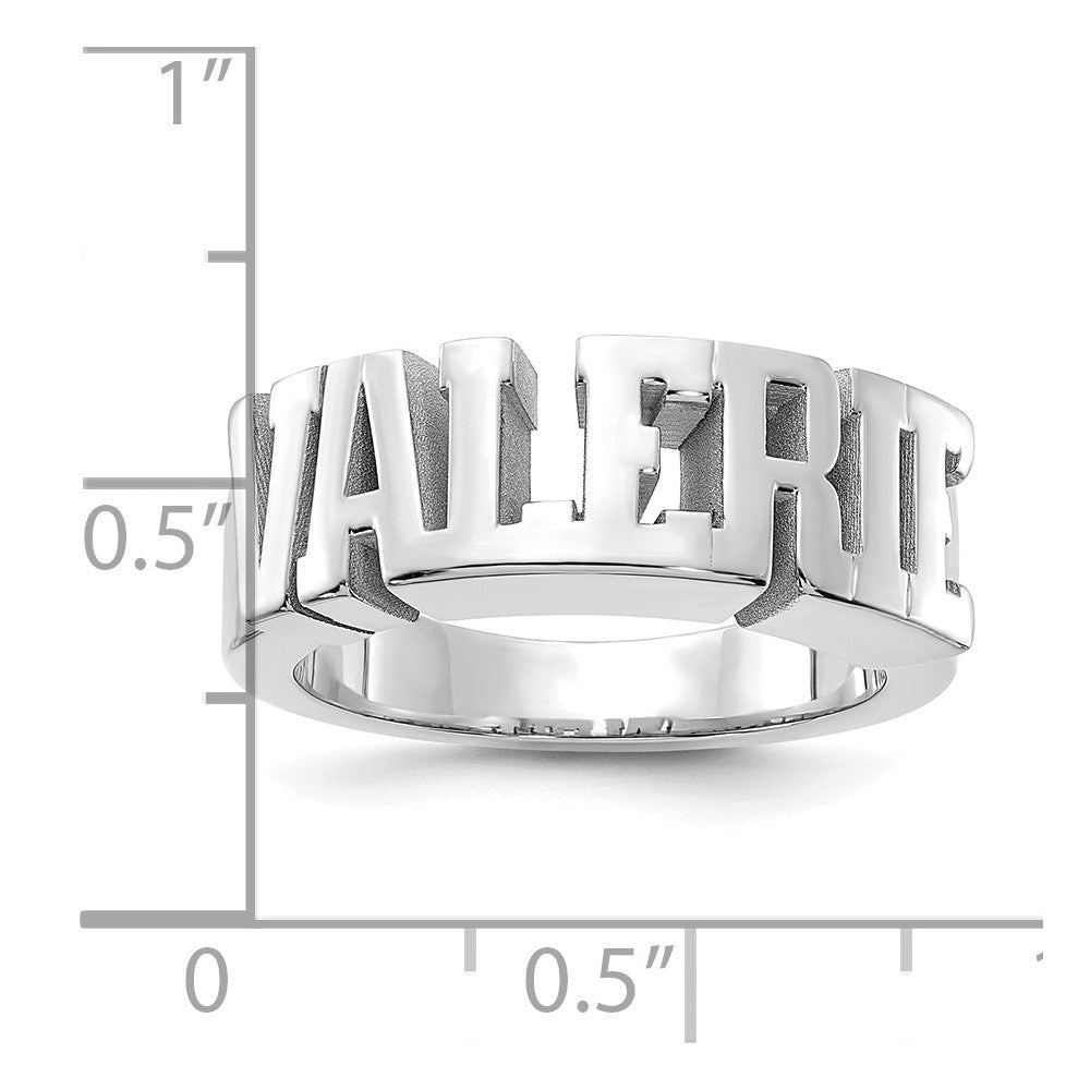 Sterling Silver/Rhodium-plated Cut-out Name Ring
