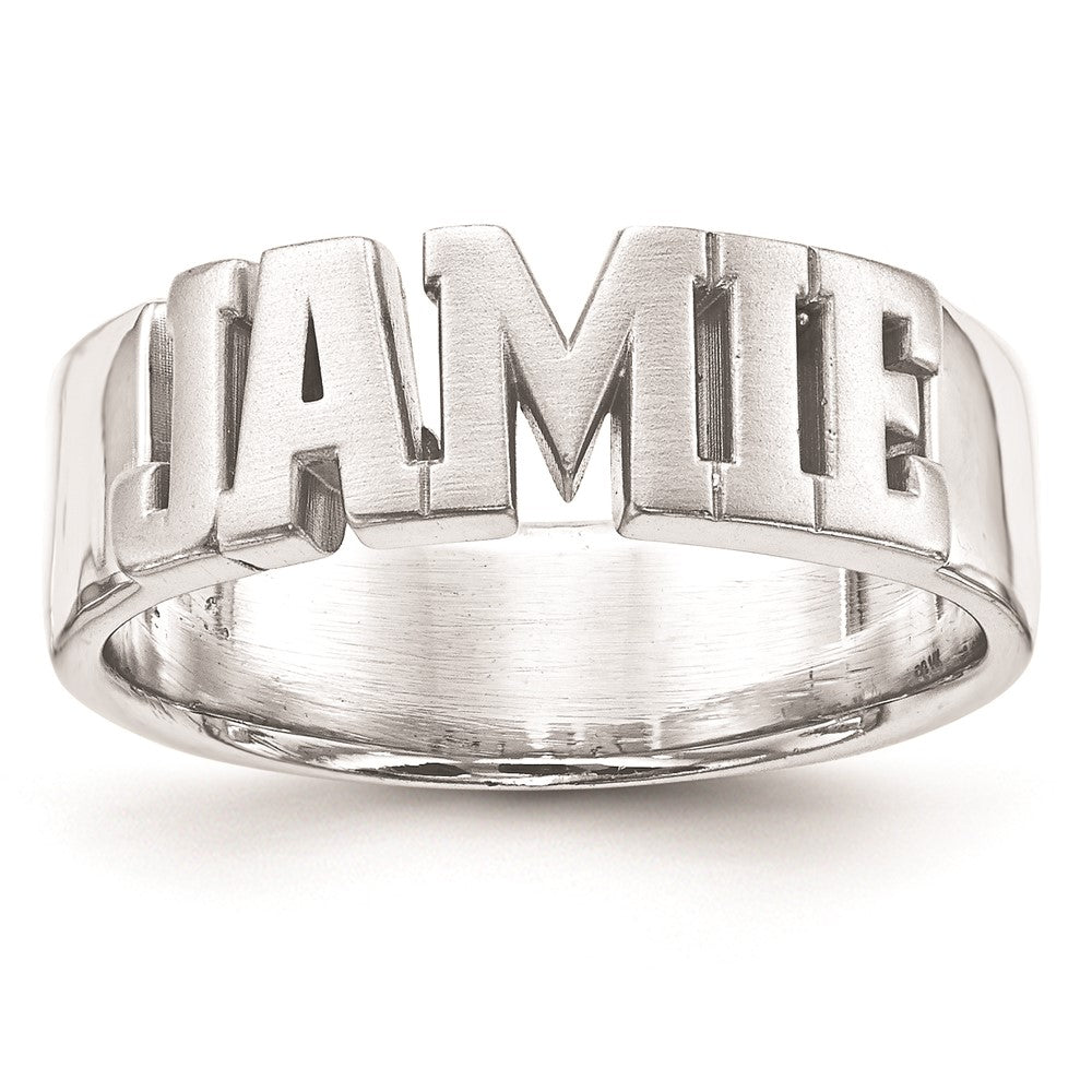 Sterling Silver/Rhodium-plated Cut-out Name Ring