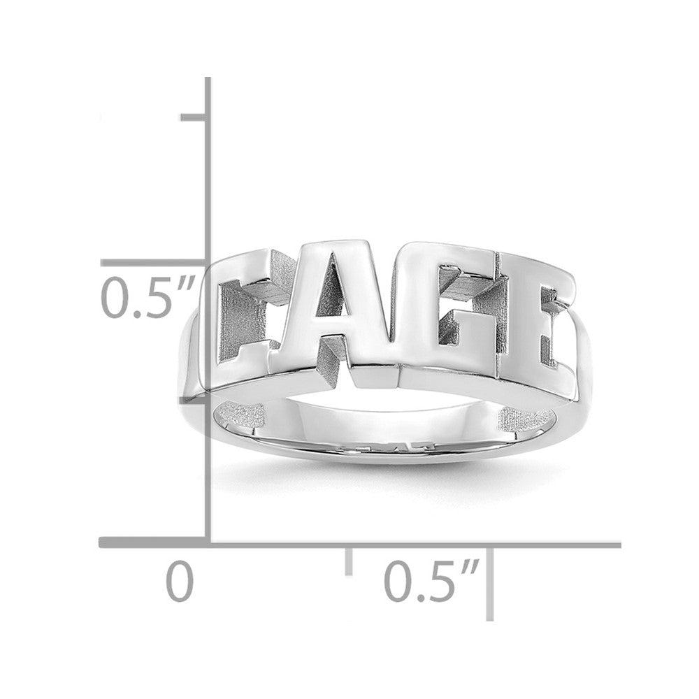 Sterling Silver/Rhodium-plated Cut-out Name Ring
