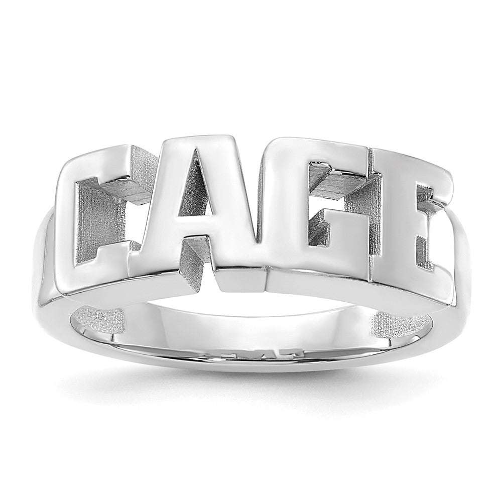 Sterling Silver/Rhodium-plated Cut-out Name Ring