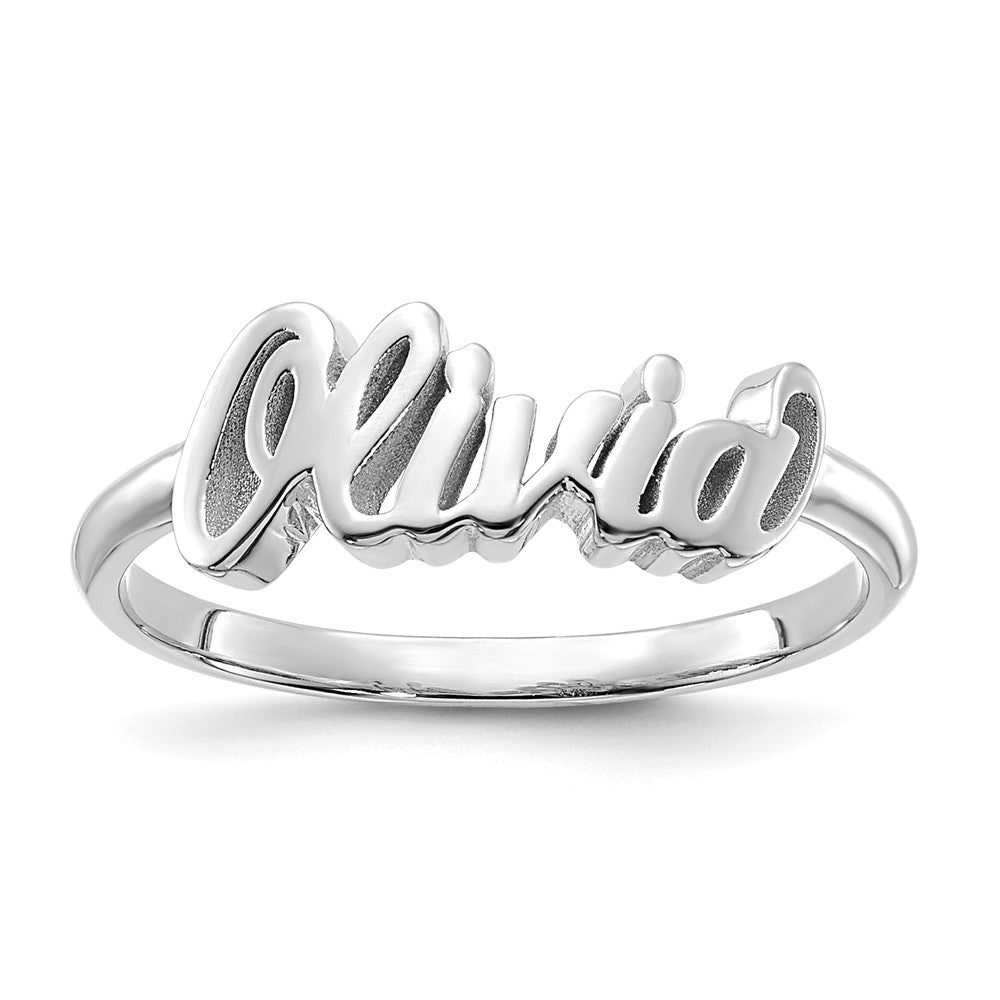 Sterling Silver/Rhodium-plated Name Plate Ring
