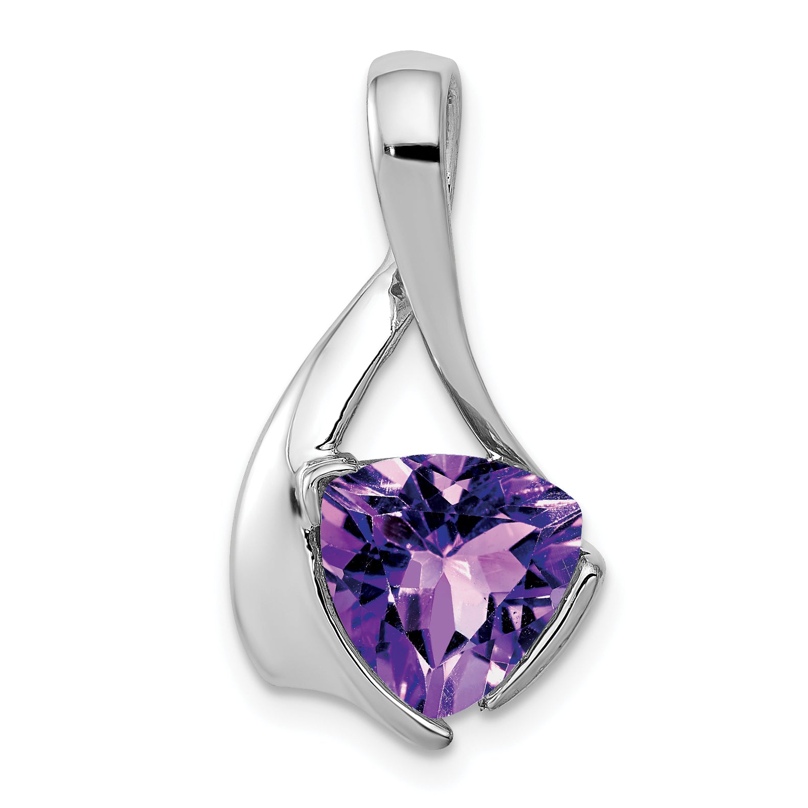 14K White Gold 8Mm Amethyst Pendant