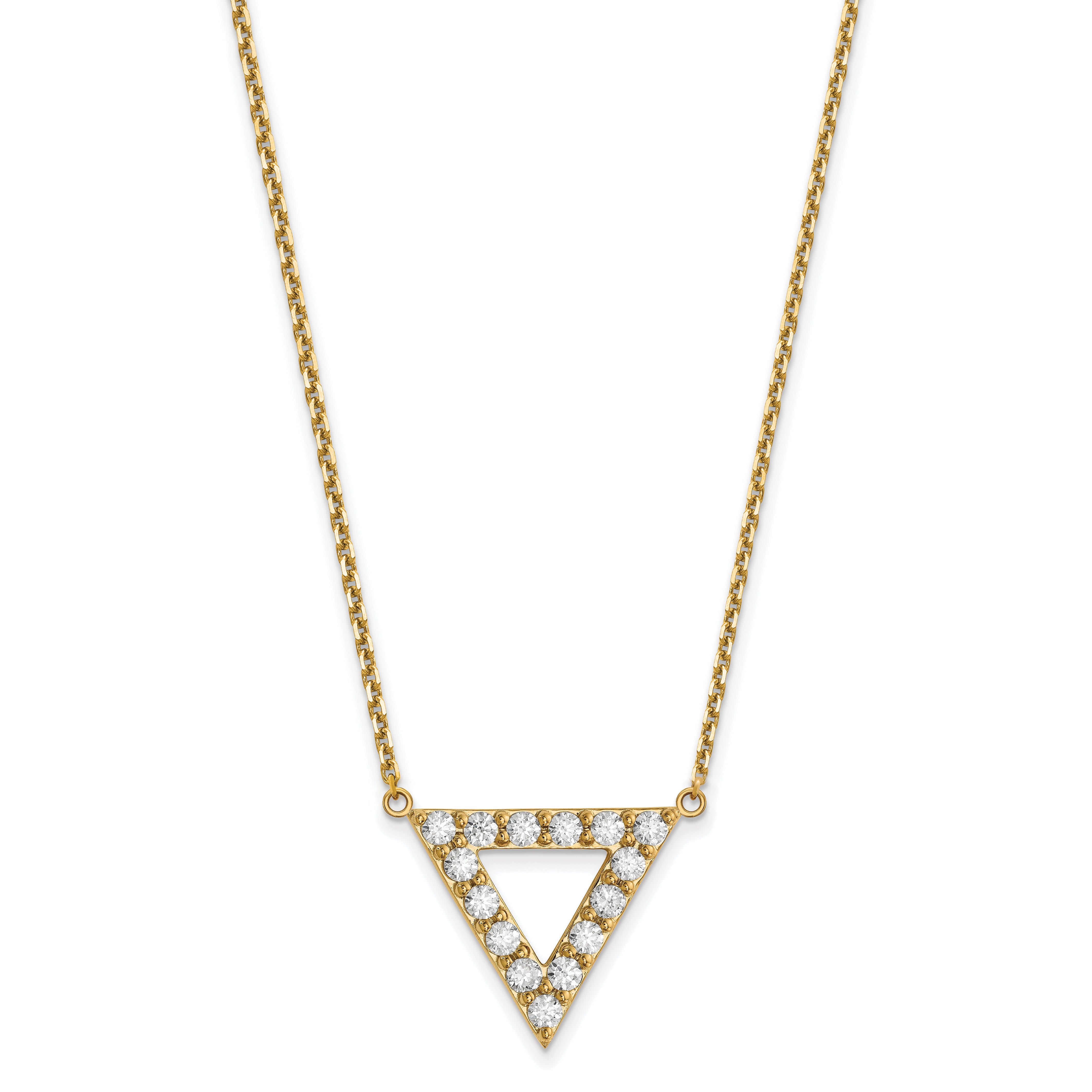 14K Aa Quality Diamond 20Mm Triangle Necklace