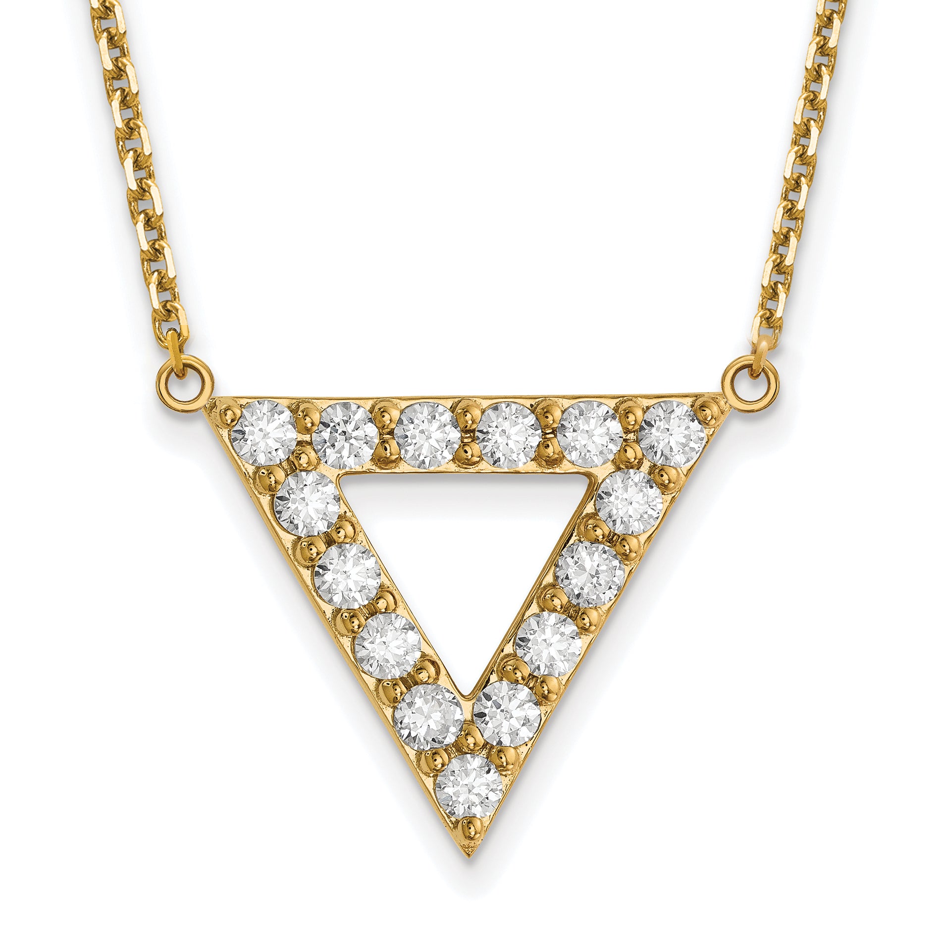 14K Aa Quality Diamond 20Mm Triangle Necklace