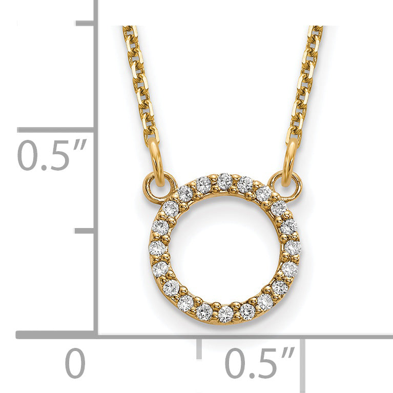 14k Polished 1/15 carat A Diamond Open Circle 18 inch Necklace