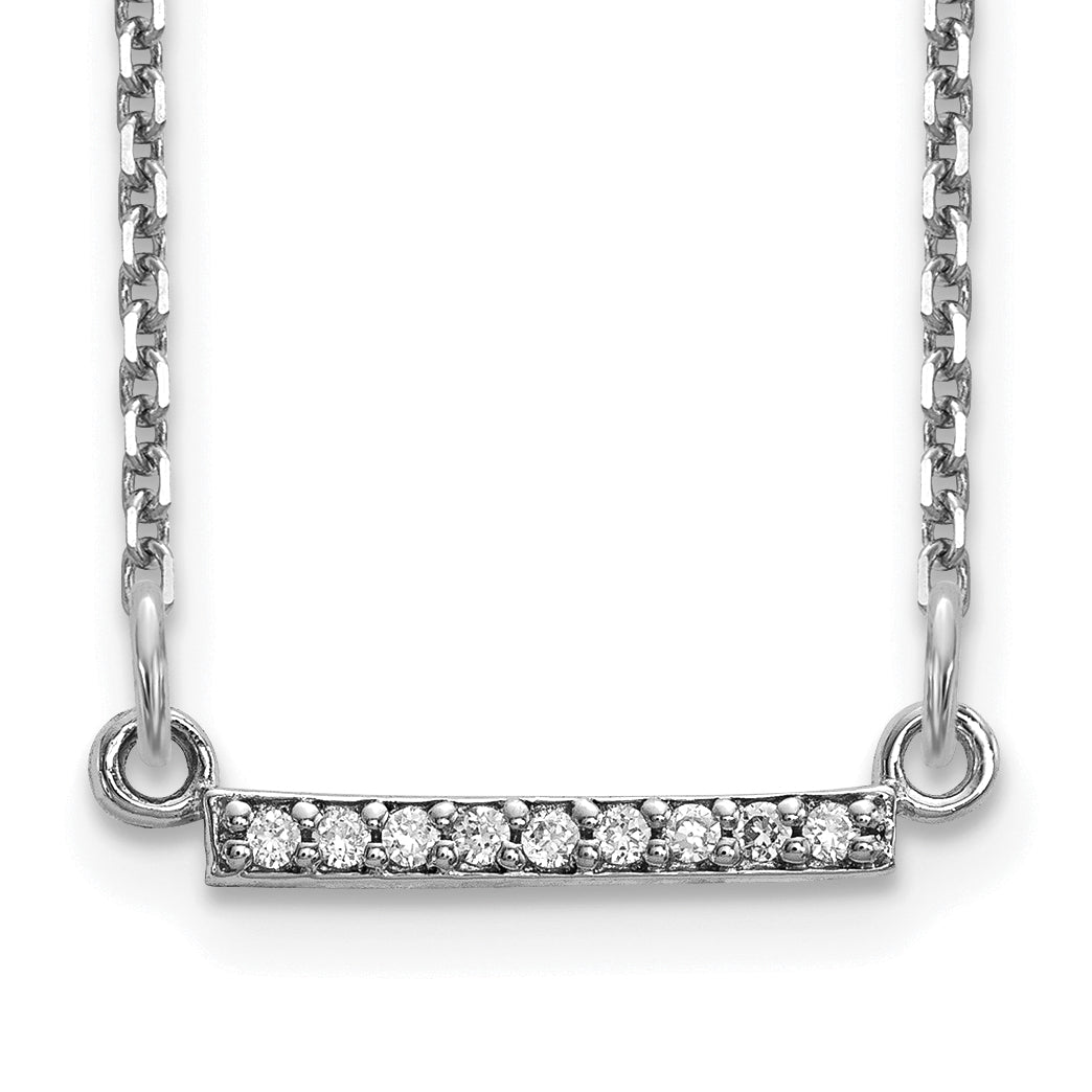 14K White Gold Diamond Tiny Bar Necklace
