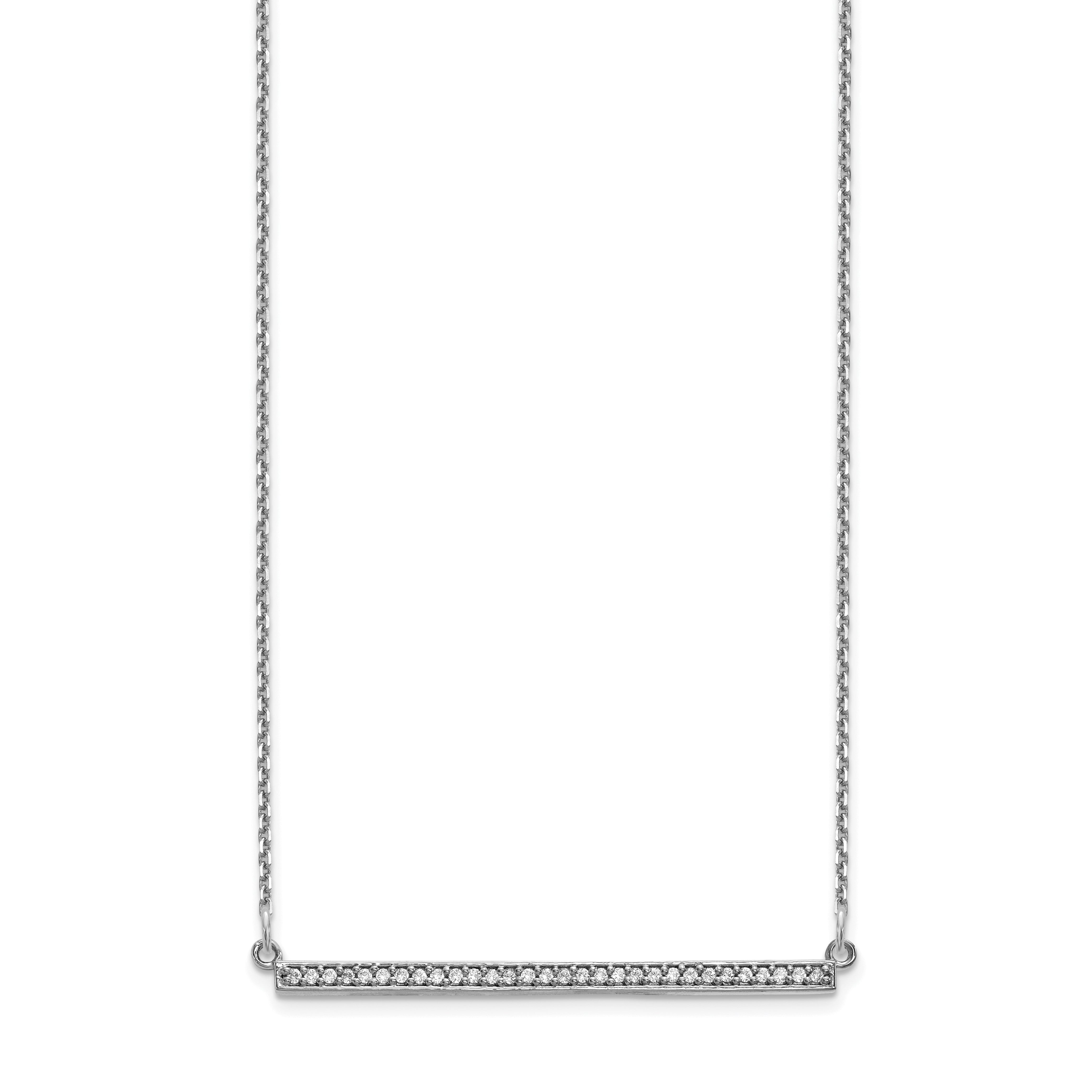 14K White Gold Diamond Bar Necklace
