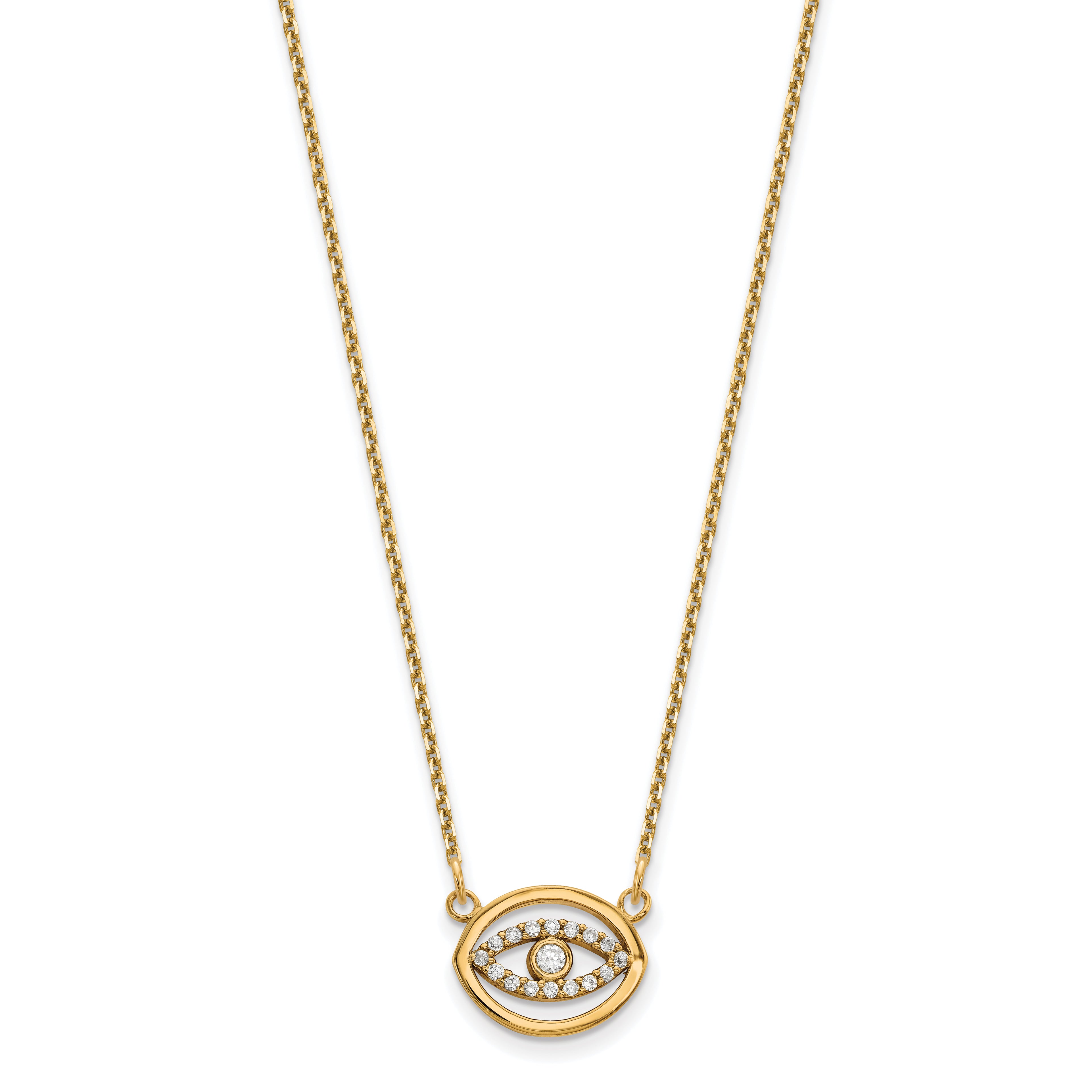 14Ky Small Necklace Diamond Gold Halo Evil Eye