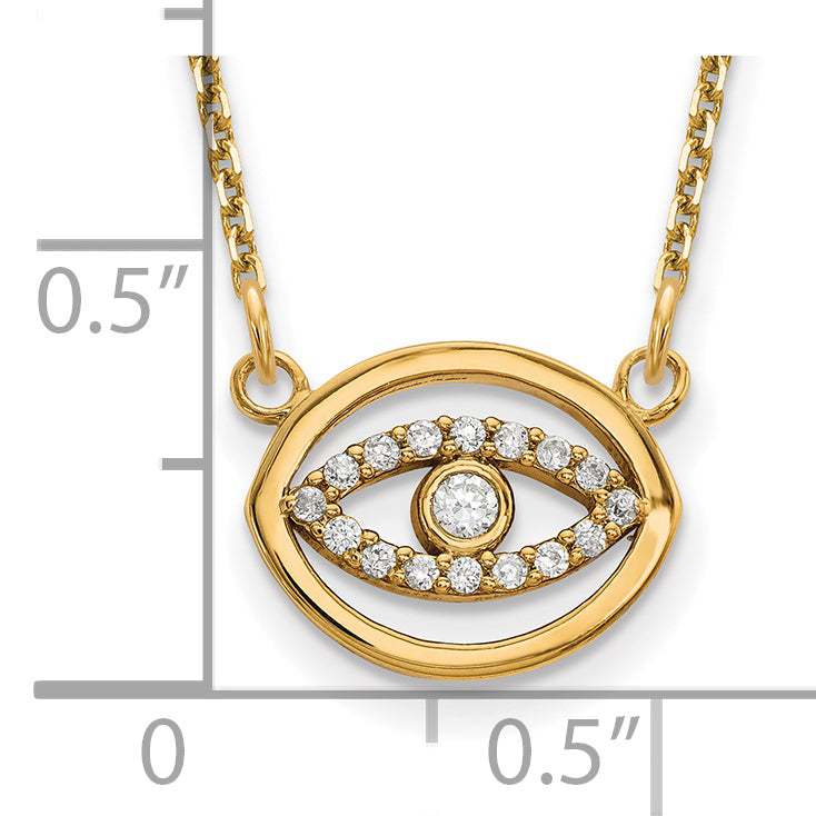 14Ky Small Necklace Diamond Gold Halo Evil Eye