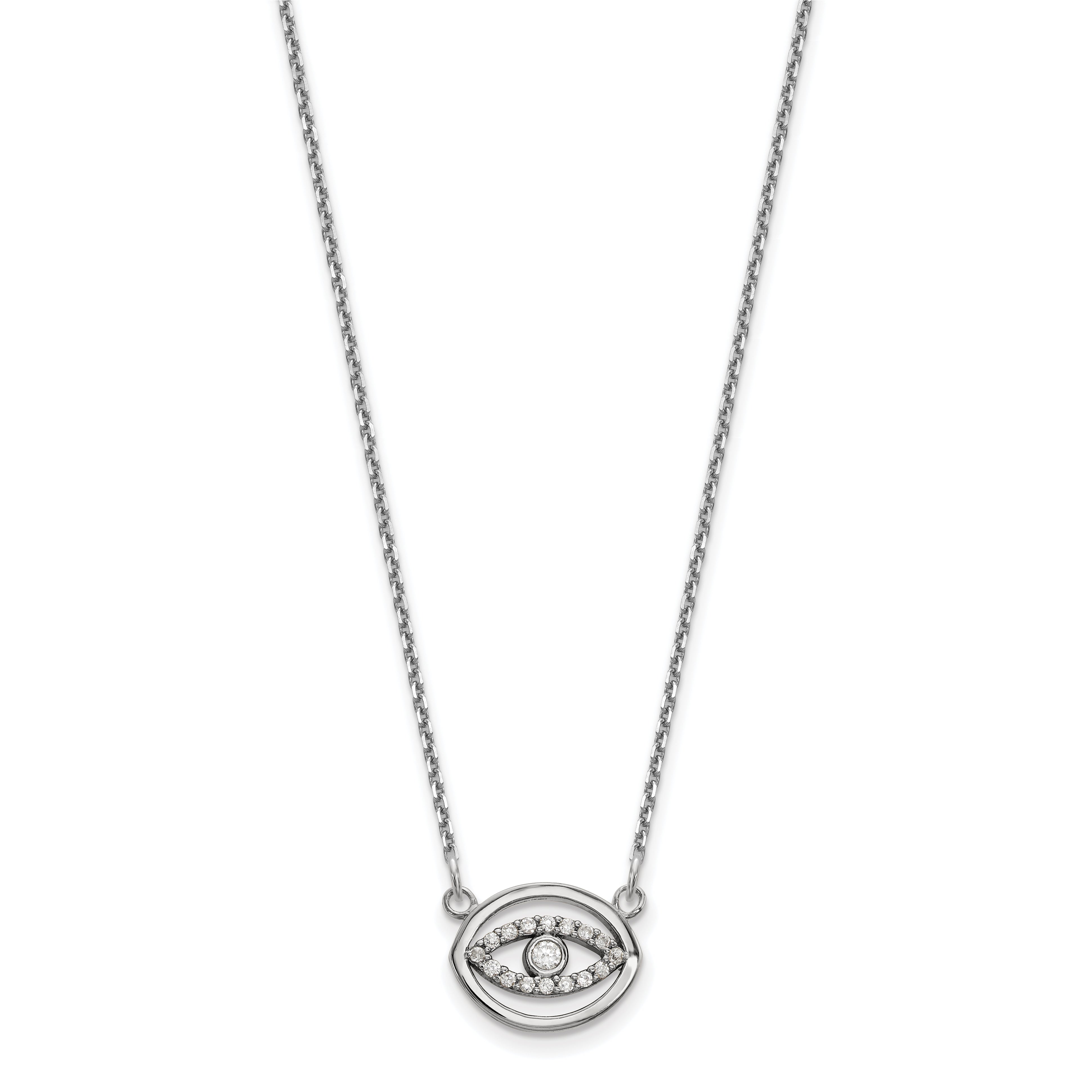 14K White Gold Small Necklace Diamond Gold Halo Evil Eye