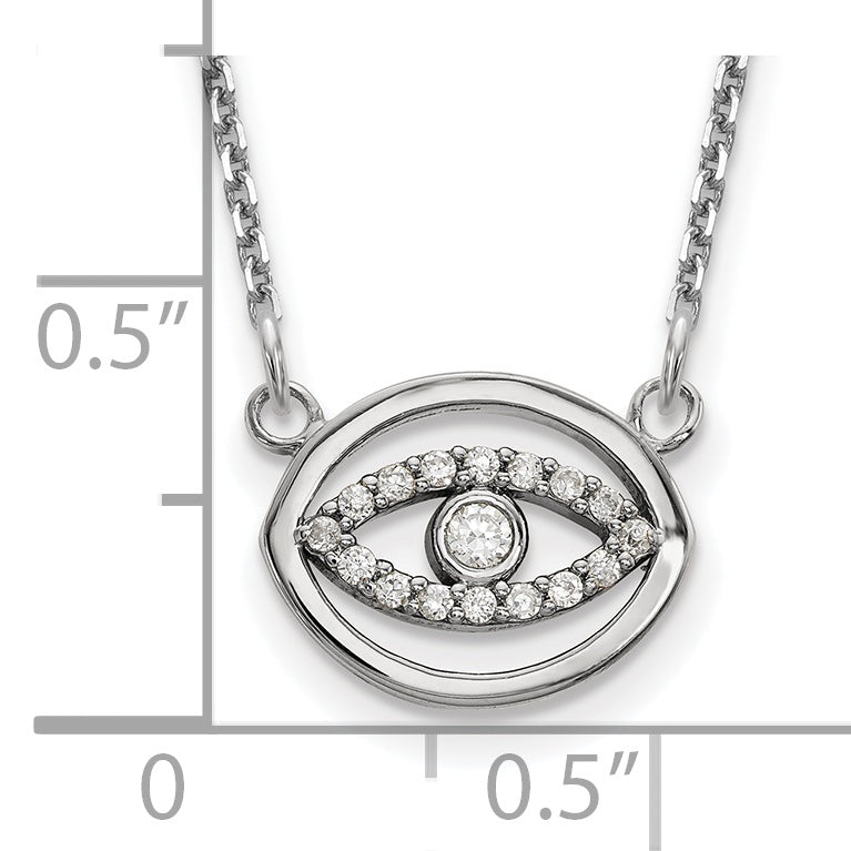 14K White Gold Small Necklace Diamond Gold Halo Evil Eye