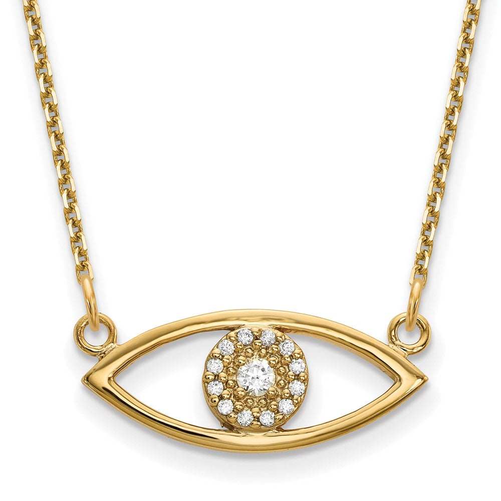 14k Small Necklace Diamond Evil Eye