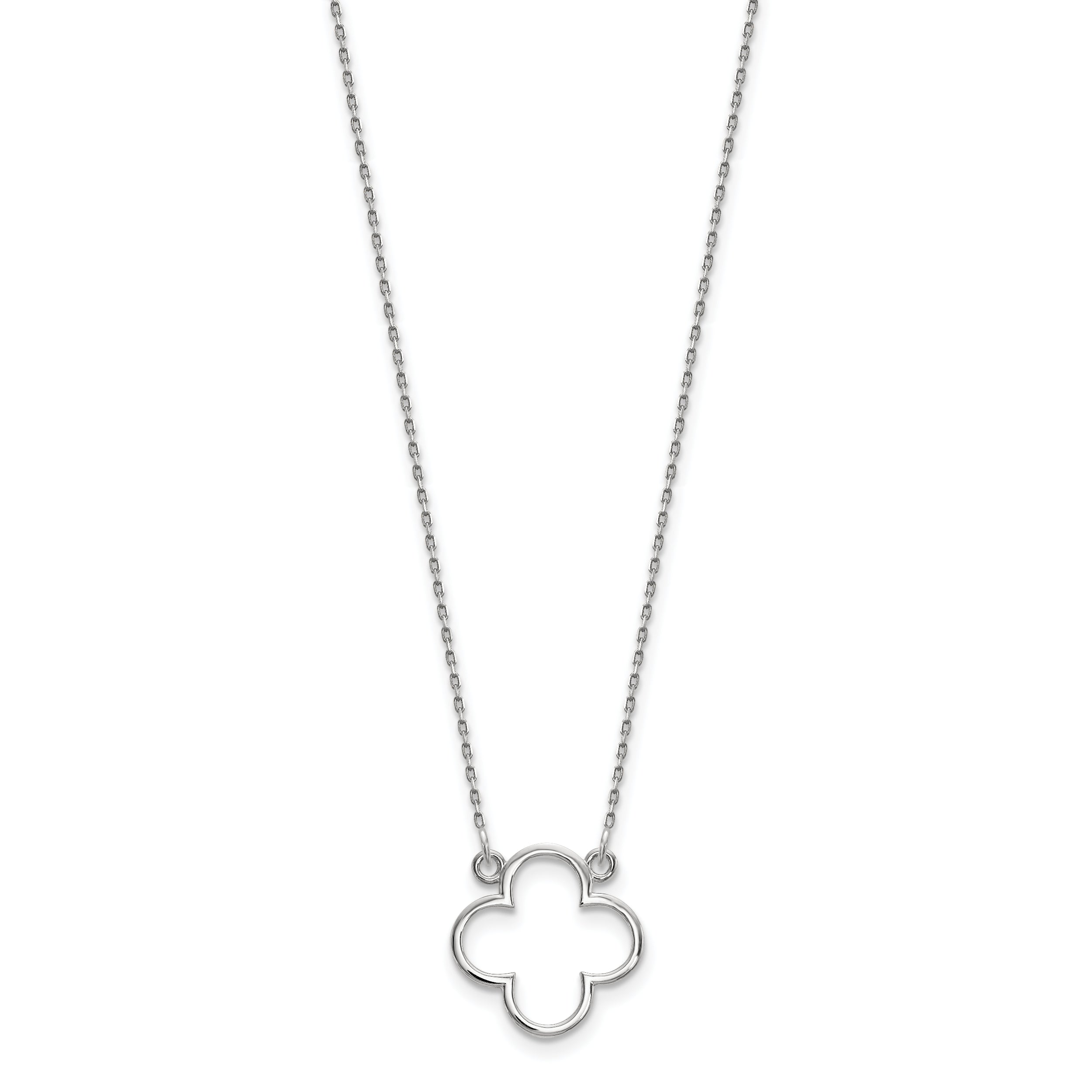 14k White Gold Polished Open Quatrefoil Design 18 inch Necklace