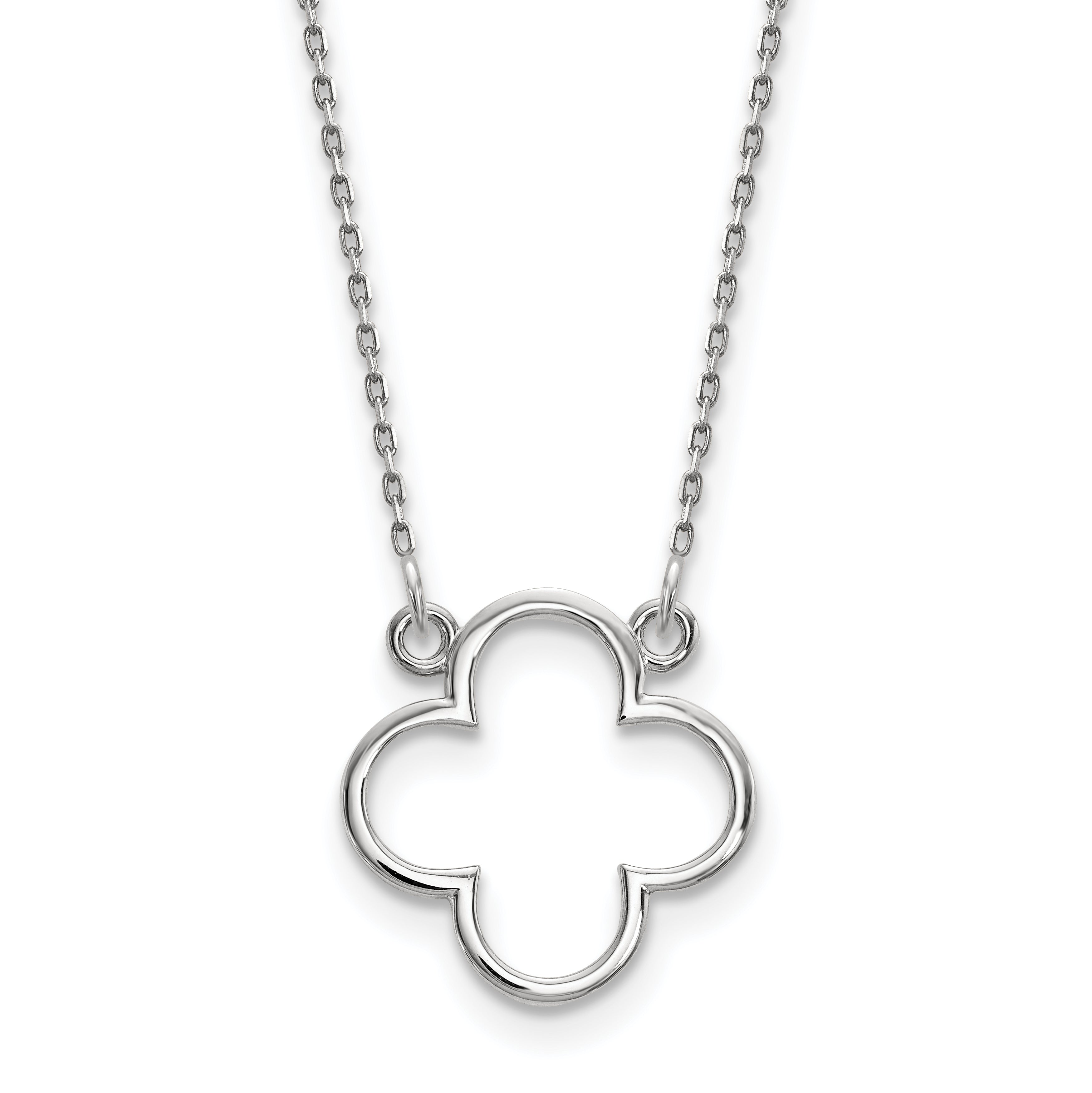 14k White Gold Polished Open Quatrefoil Design 18 inch Necklace