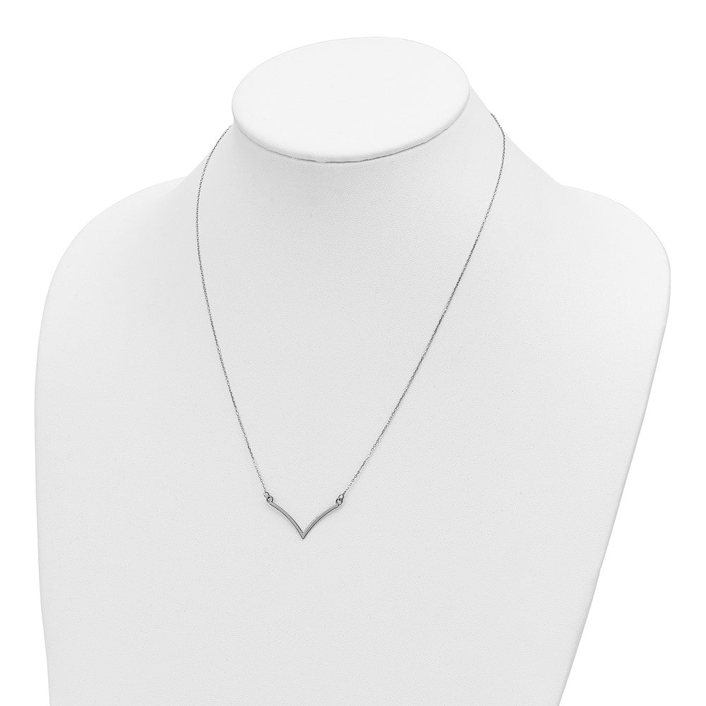 14k White Gold V Necklace
