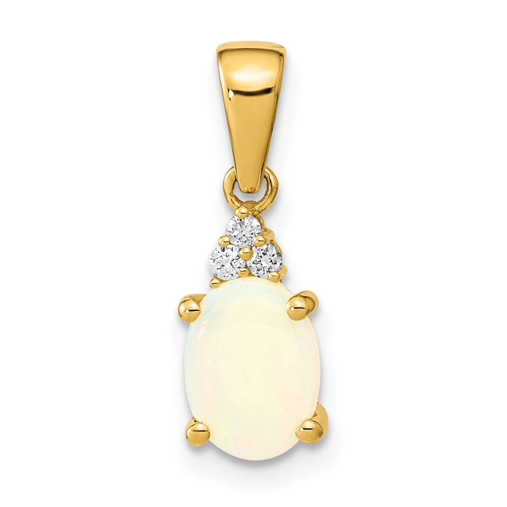 14k Austrian Opal and Diamond Pendant